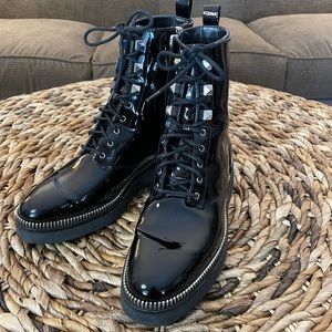 Michael Kors black patent Haskell bootie